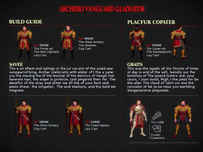 Archero Vanguard Gladiator build guide infographic